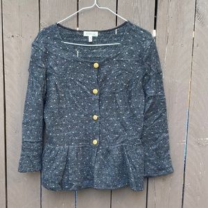Grey & gold ruffle cardigan